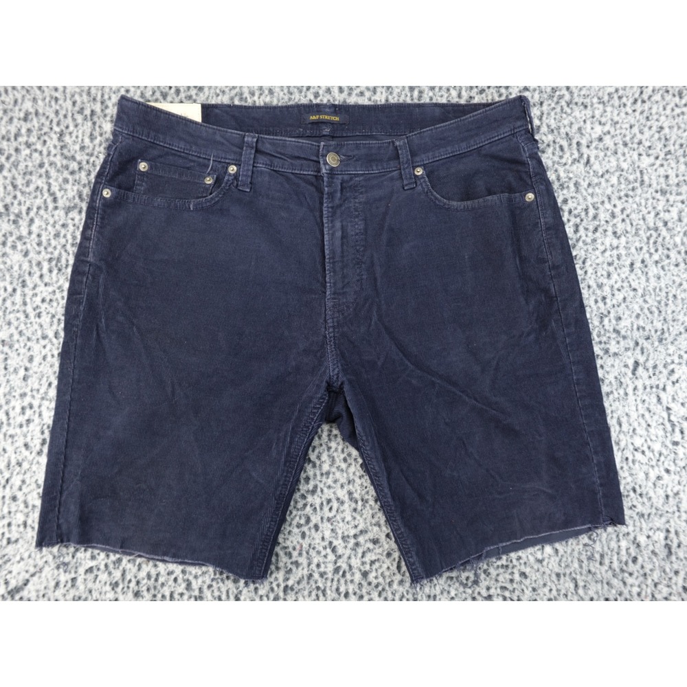 Abercrombie & Fitch Corduroy Shorts Mens 36 Navy Blue Good Cut Off Stretch